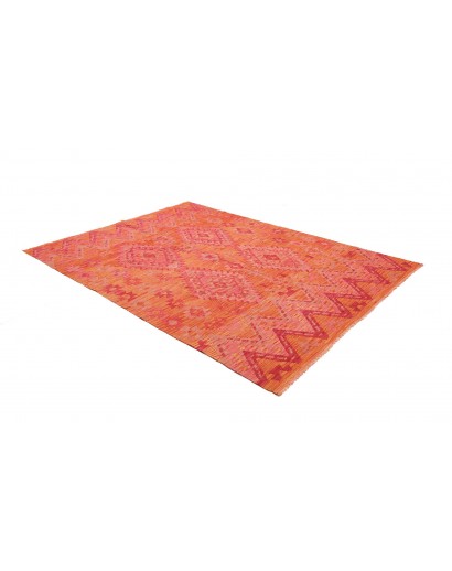 Tappeto Kilim Afghanistan rosso arancione 182x245