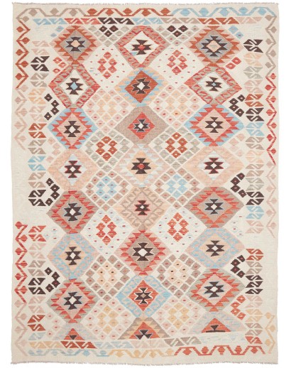 Tappeto Kilim Afghanistan bianco marrone 185x252