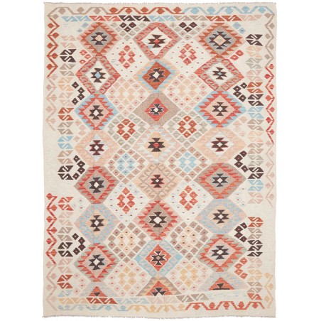Tappeto Kilim Afghanistan bianco marrone 185x252