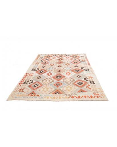 Tappeto Kilim Afghanistan bianco marrone 185x252