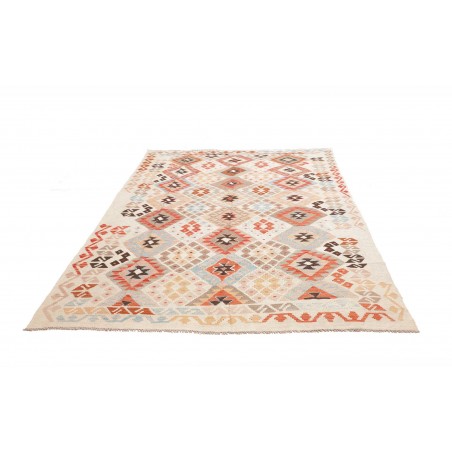Tappeto Kilim Afghanistan bianco marrone 185x252