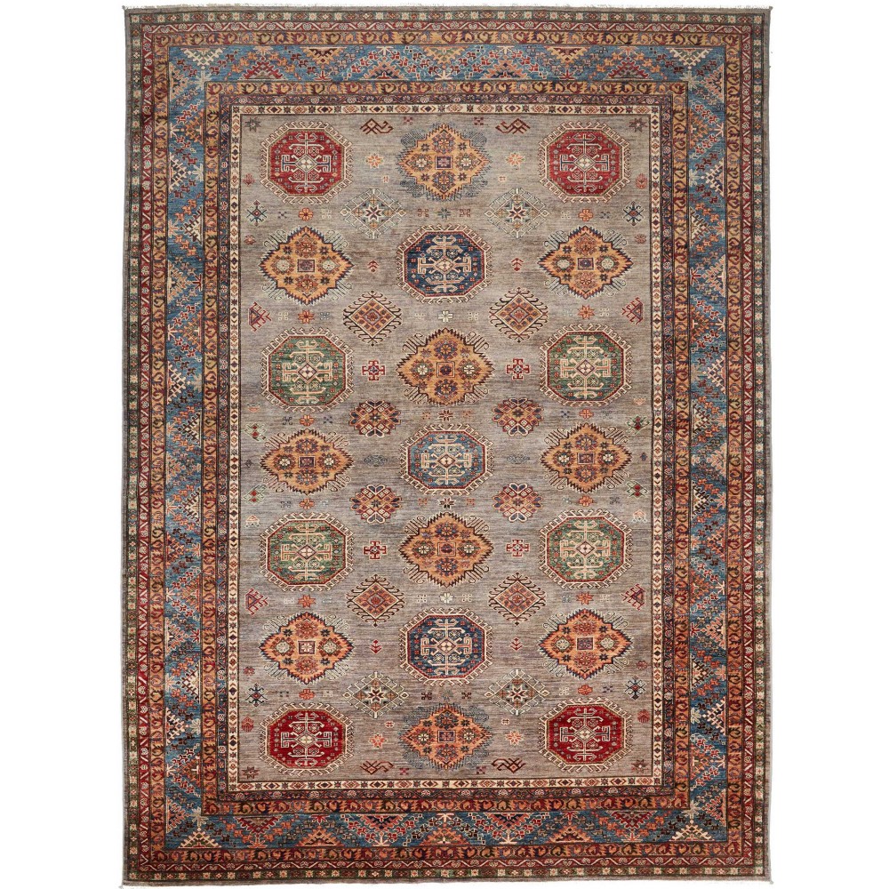 Tappeto Kazak Fine Pakistan bianco marrone 277x374 Tappeto Kazak Fine Pakistan bianco marrone 277x374