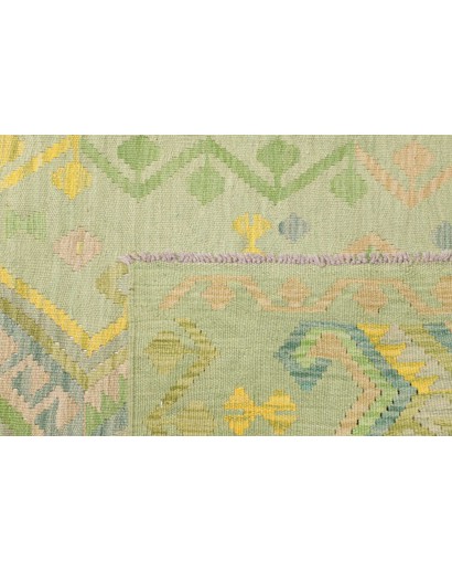 Tappeto Kilim Afghanistan marrone verde 81x264