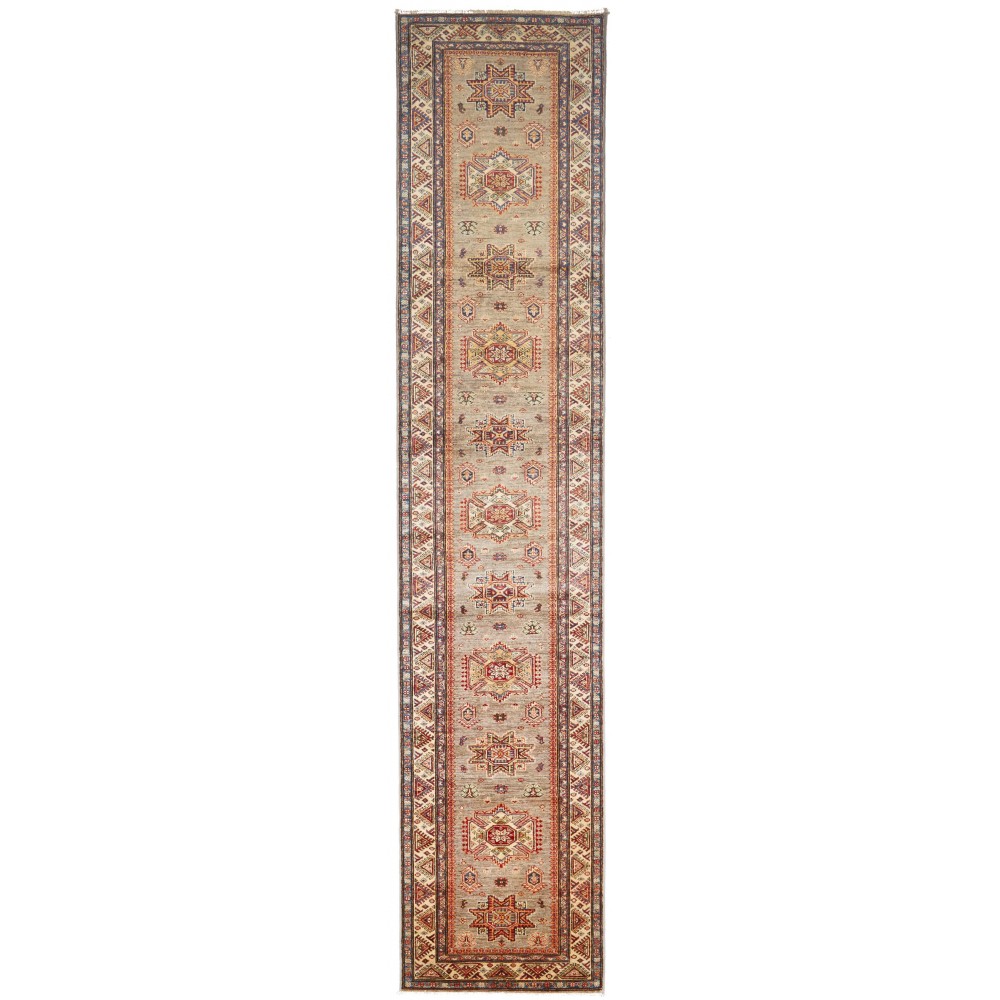 Tappeto Kazak Fine Pakistan marrone 86x413 Tappeto Kazak Fine Pakistan marrone 86x413
