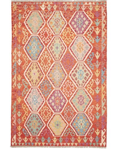 Tappeto Kilim Afghanistan arancione bianco 170x256