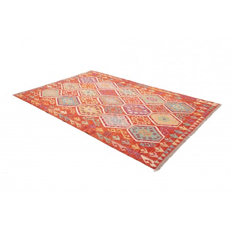 Tappeto Kilim Afghanistan arancione bianco 170x256
