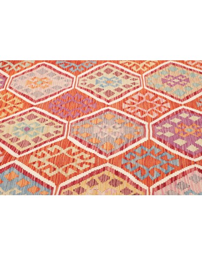 Tappeto Kilim Afghanistan arancione bianco 170x256