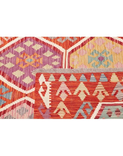 Tappeto Kilim Afghanistan arancione bianco 170x256