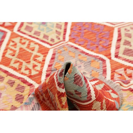 Tappeto Kilim Afghanistan arancione bianco 170x256