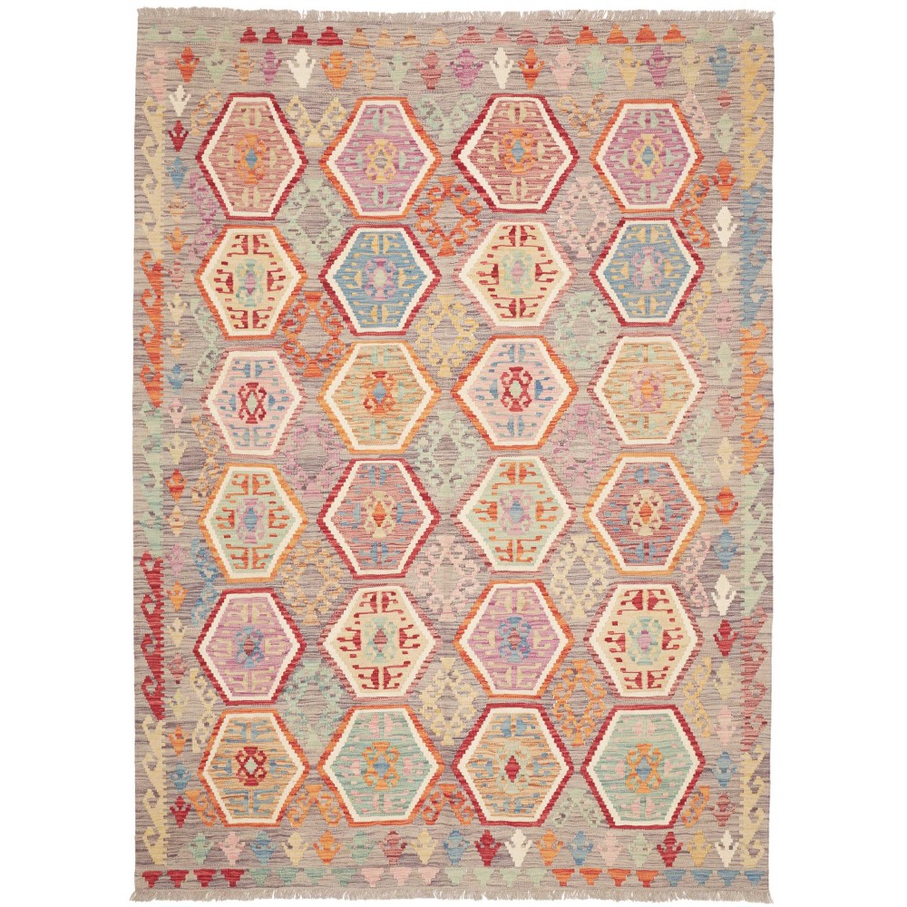 Tappeto Kilim Afghanistan marrone rosso 179x243
