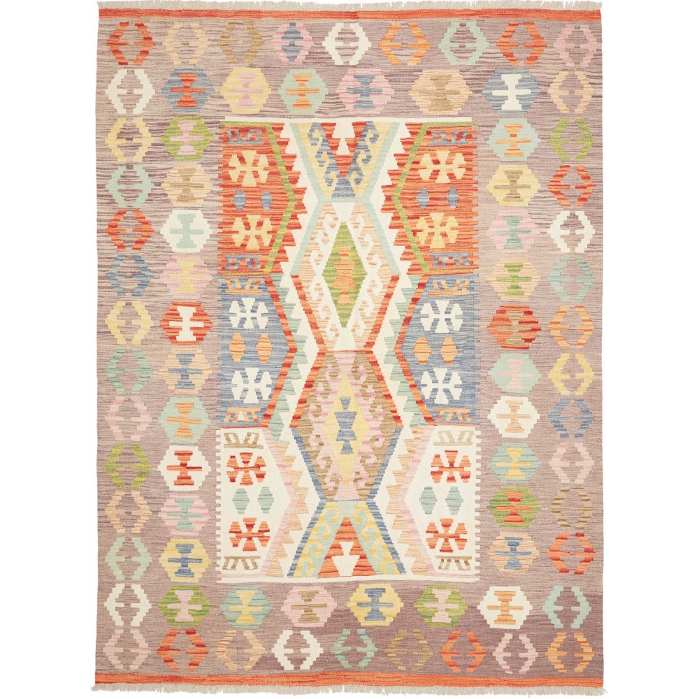 Tappeto Kilim Afghanistan marrone rosso 186x246