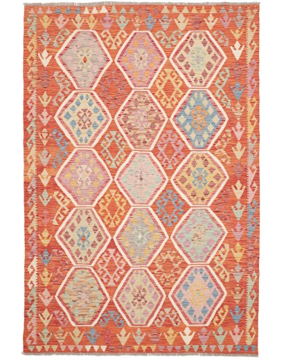 Tappeto Kilim Afghanistan arancione rosso 168x250
