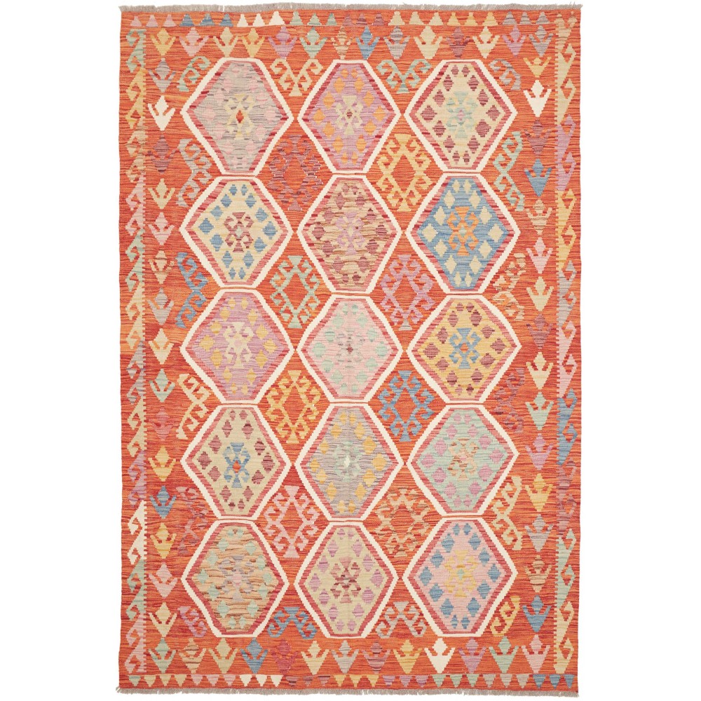 Tappeto Kilim Afghanistan arancione rosso 168x250