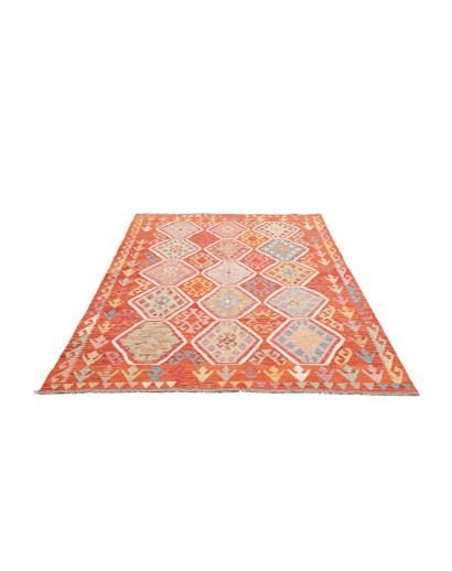 Tappeto Kilim Afghanistan arancione rosso 168x250