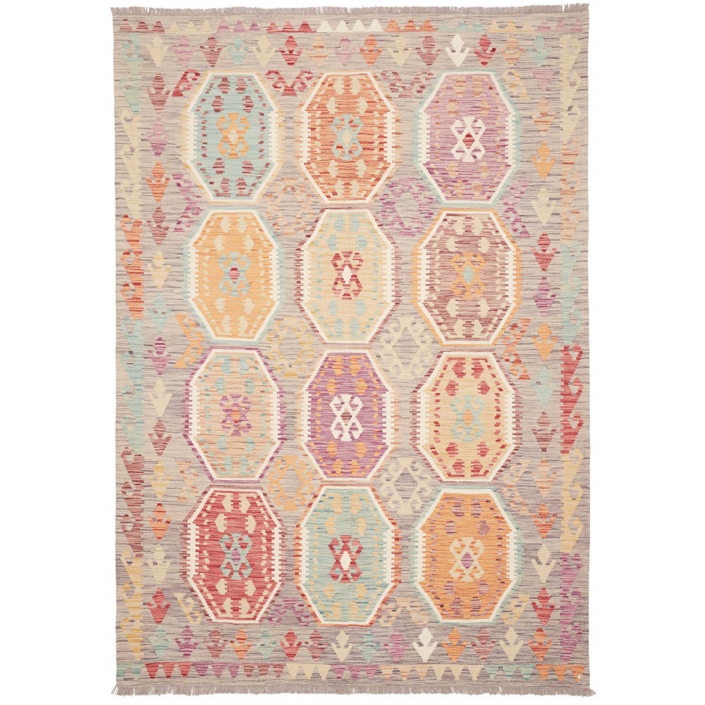 Tappeto Kilim Afghanistan beige rosso 174x247