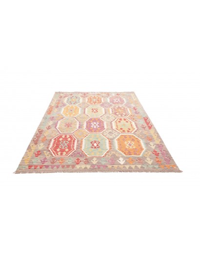 Tappeto Kilim Afghanistan beige rosso 174x247