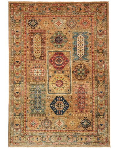 Tappeto Tribal Pakistan arancione verde 146x211