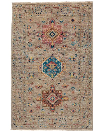 Tappeto Tribal Pakistan bianco 95x152
