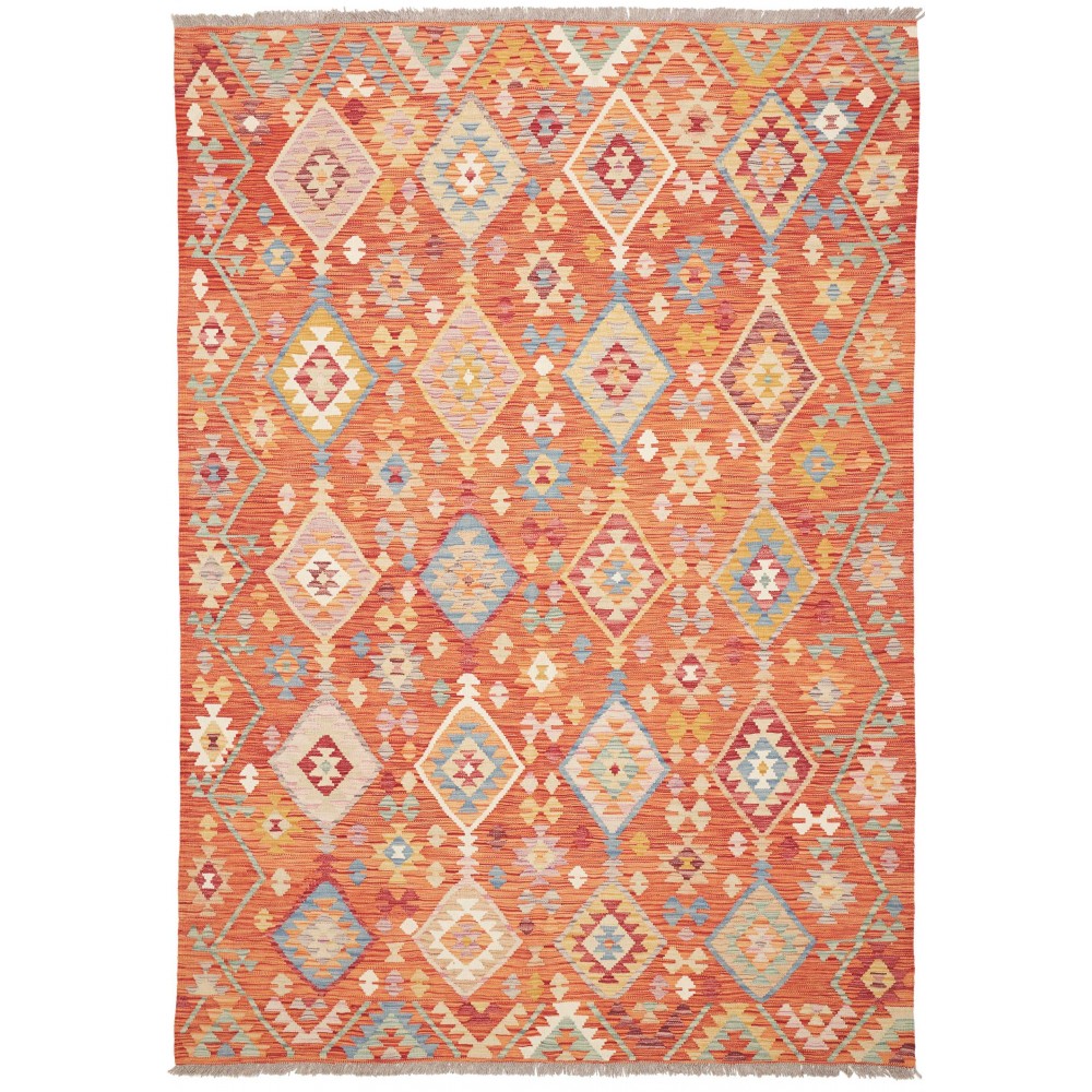 Tappeto Kilim Afghanistan arancione rosso 172x244