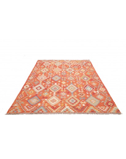 Tappeto Kilim Afghanistan arancione rosso 172x244