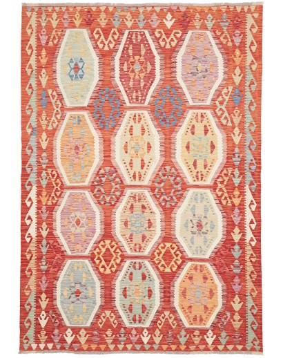 Tappeto Kilim Afghanistan marrone rosso 172x246