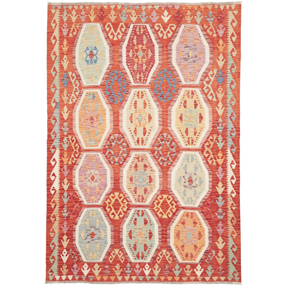 Tappeto Kilim Afghanistan marrone rosso 172x246