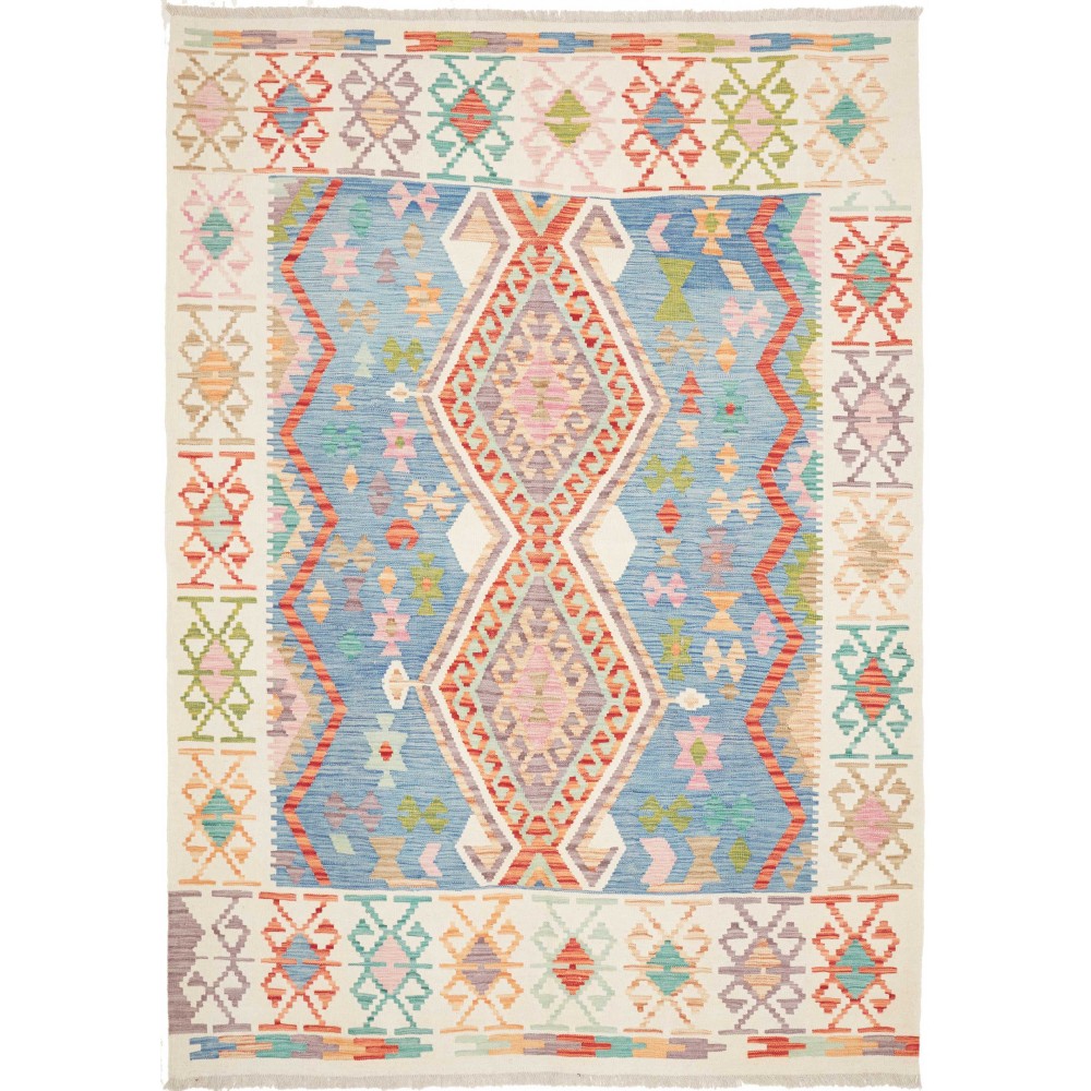 Tappeto Kilim Afghanistan bianco arancione 176x254