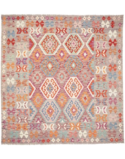 Tappeto Kilim Afghanistan marrone rosso 204x209