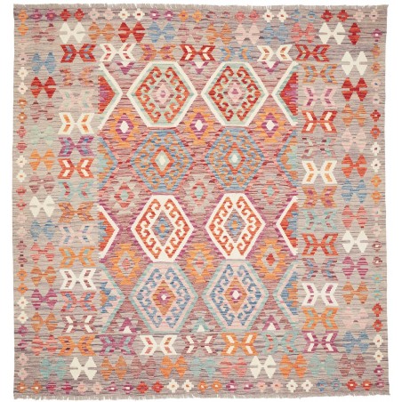 Tappeto Kilim Afghanistan marrone rosso 204x209