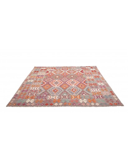 Tappeto Kilim Afghanistan marrone rosso 204x209