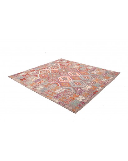 Tappeto Kilim Afghanistan marrone rosso 204x209