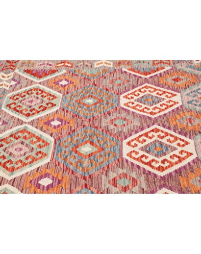 Tappeto Kilim Afghanistan marrone rosso 204x209