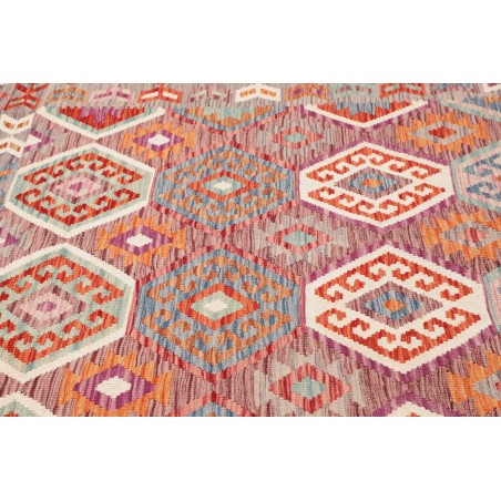 Tappeto Kilim Afghanistan marrone rosso 204x209
