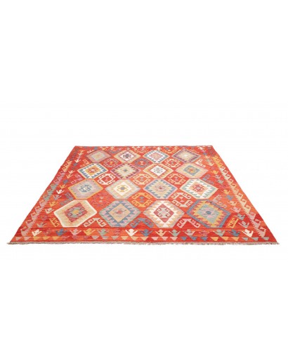 Tappeto Kilim Afghanistan arancione bianco 201x218