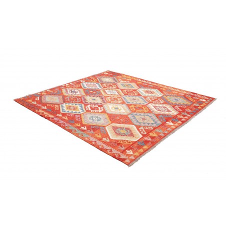 Tappeto Kilim Afghanistan arancione bianco 201x218