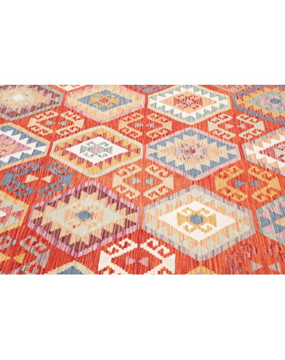 Tappeto Kilim Afghanistan arancione bianco 201x218