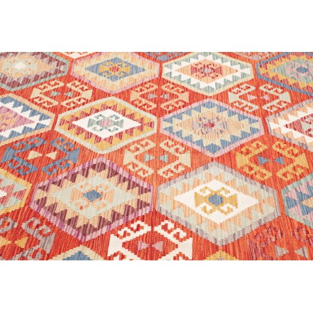 Tappeto Kilim Afghanistan arancione bianco 201x218