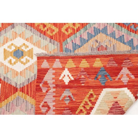 Tappeto Kilim Afghanistan arancione bianco 201x218