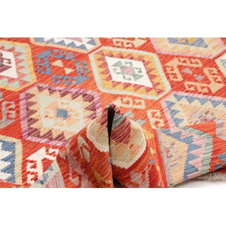Tappeto Kilim Afghanistan arancione bianco 201x218