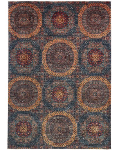 Tappeto Mamlouk Pakistan azzurro marrone 167x240