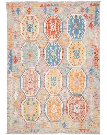 Tappeto Kilim Afghanistan beige blu 172x241