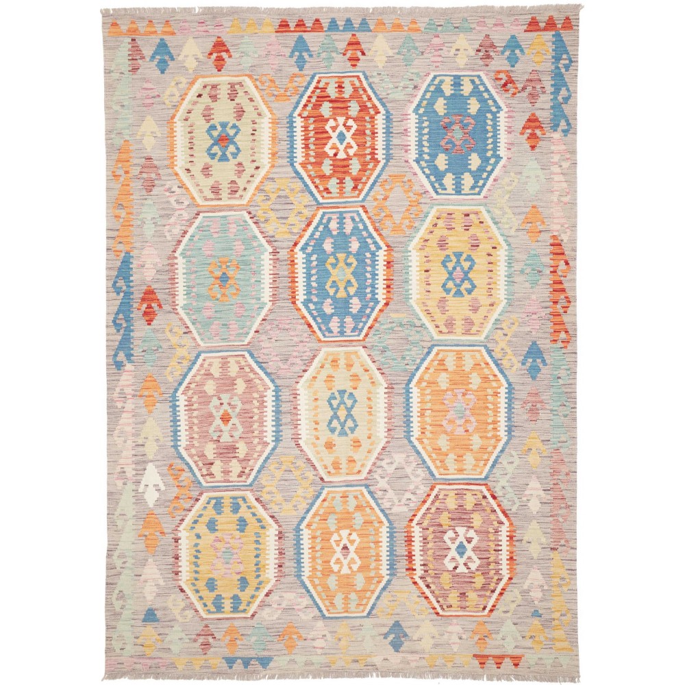 Tappeto Kilim Afghanistan beige blu 172x241