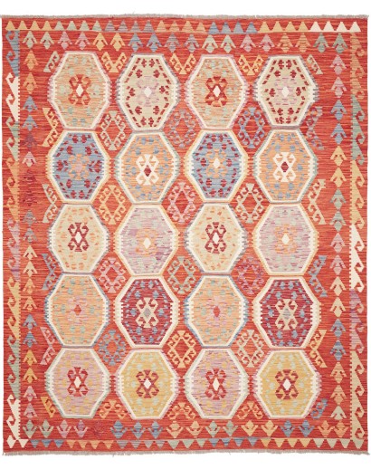 Tappeto Kilim Afghanistan marrone rosso 207x247