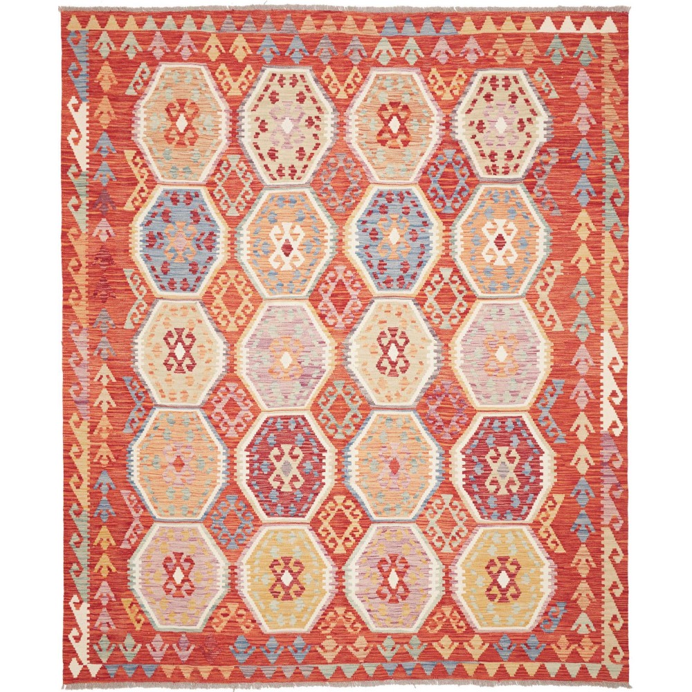 Tappeto Kilim Afghanistan marrone rosso 207x247
