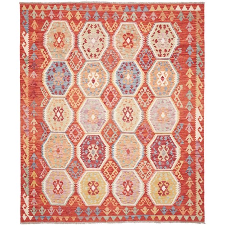 Tappeto Kilim Afghanistan marrone rosso 207x247