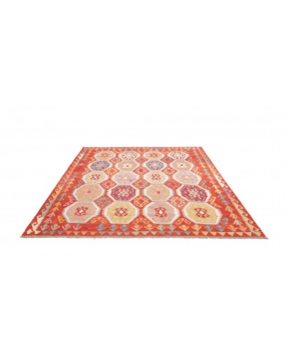 Tappeto Kilim Afghanistan marrone rosso 207x247