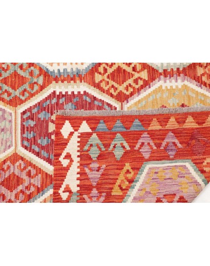 Tappeto Kilim Afghanistan marrone rosso 207x247