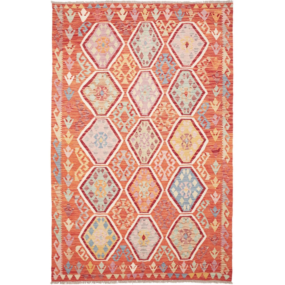 Tappeto Kilim Afghanistan marrone rosso 164x255