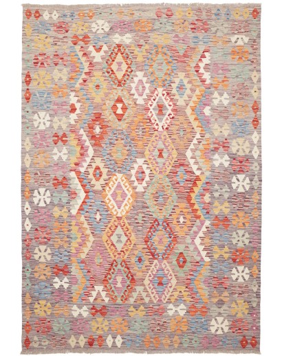 Tappeto Kilim Afghanistan marrone rosso 171x249