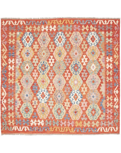 Tappeto Kilim Afghanistan marrone rosso 205x197